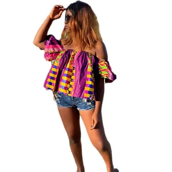 Afrikanisches Top für Damen mit Flügelnärmeln – MAUD Kollektion – Bild 3