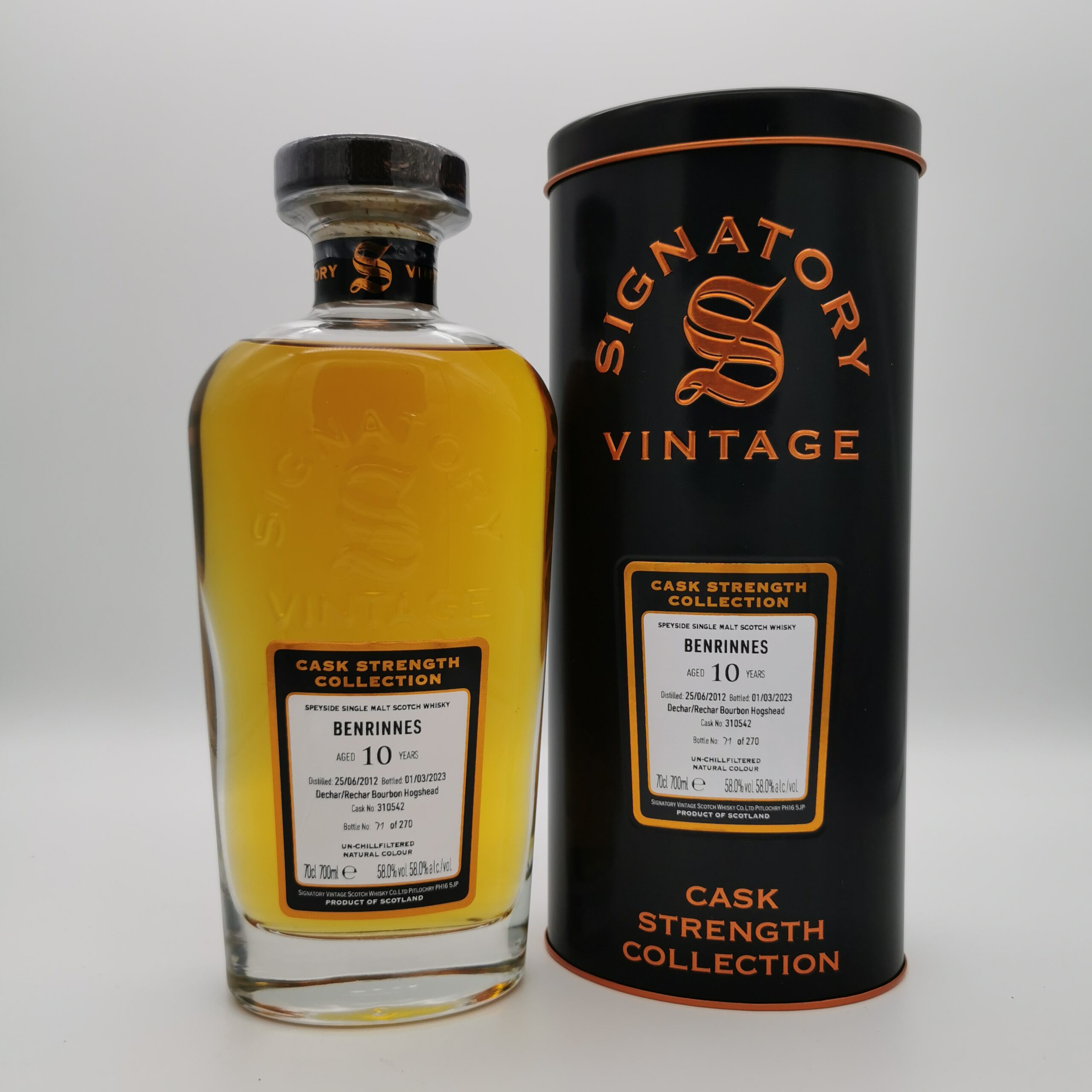 Benrinnes 10 Jahre 2012/2023 1st Fill Bourbon Hogshead #310542 -Signatory Vintage- 58,0%vol. 0,7L – Bild 2