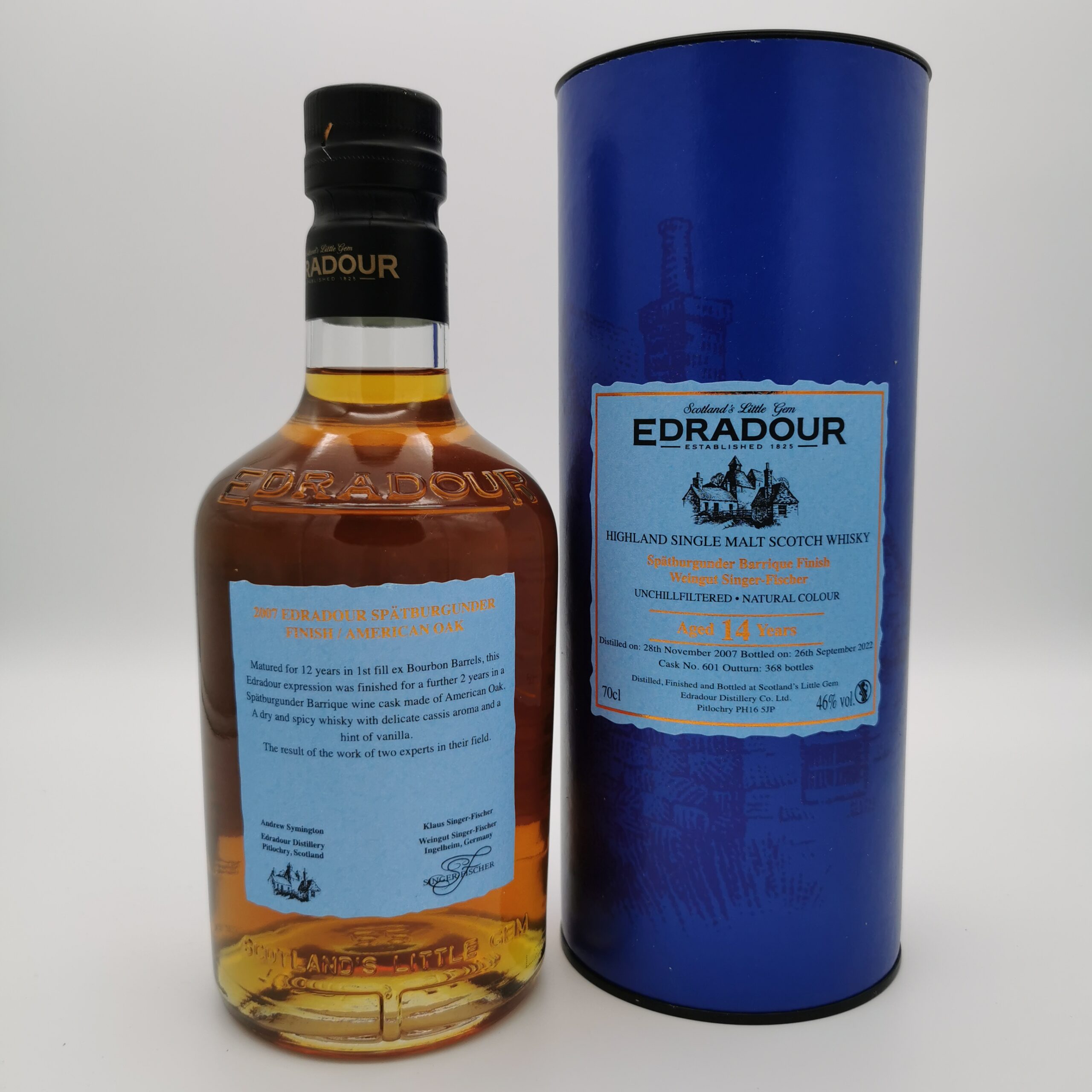 Edradour 2007/2022 14 Jahre Singer-Fischer Spätburgunder Single Cask #601 46%vol. 0,7L – Bild 3