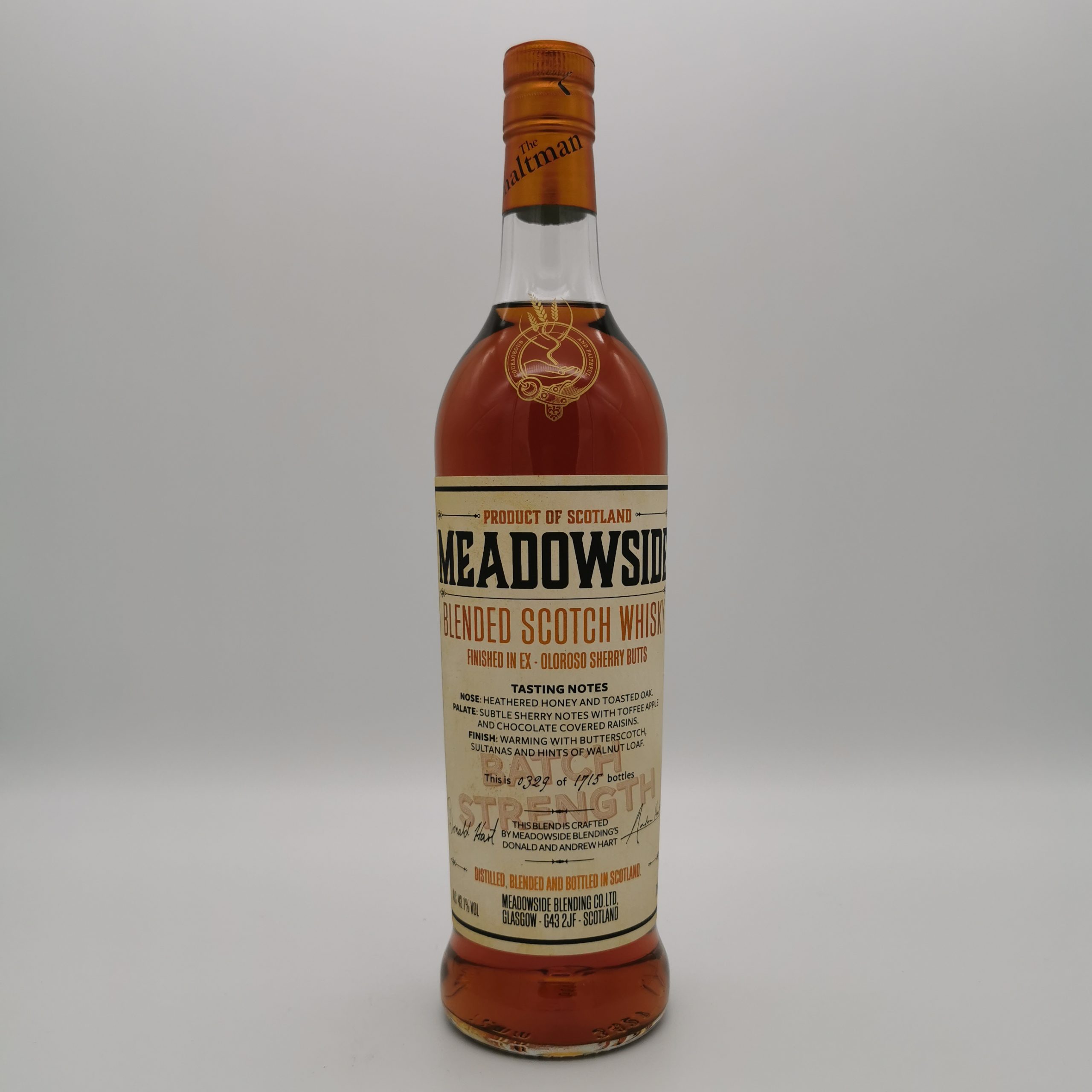 Meadowside Blended Scotch Whisky Oloroso Sherry Casks 43,1%vol. 0,7L – Bild 2