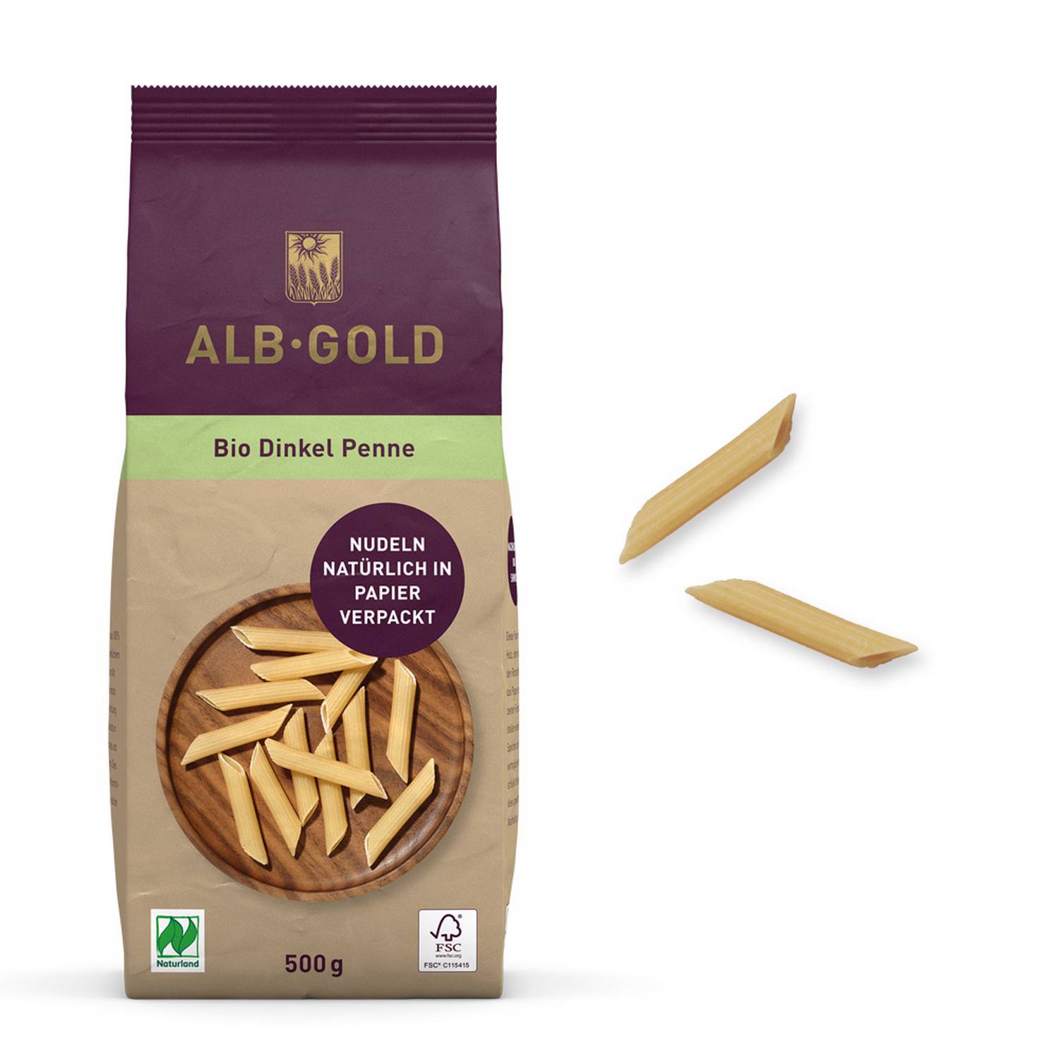 ALB-GOLD Bio Dinkel Pasta Penne (Naturland) – Bild 2